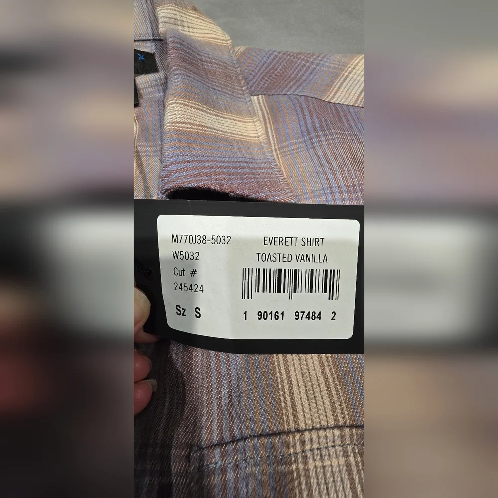 Paige Men's Everett Plaid Button Down Shirt In Toasted Vanilla Size Small - Picture 5 of 8